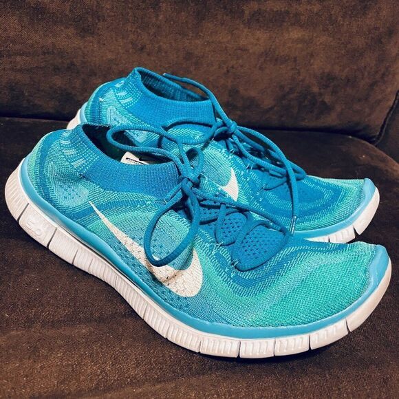 NEW Nike Free 5.0 Flyknit Women's Running Shoes 615806-413 Size 8.5 Atomic Teal - Picture 1 of 8
